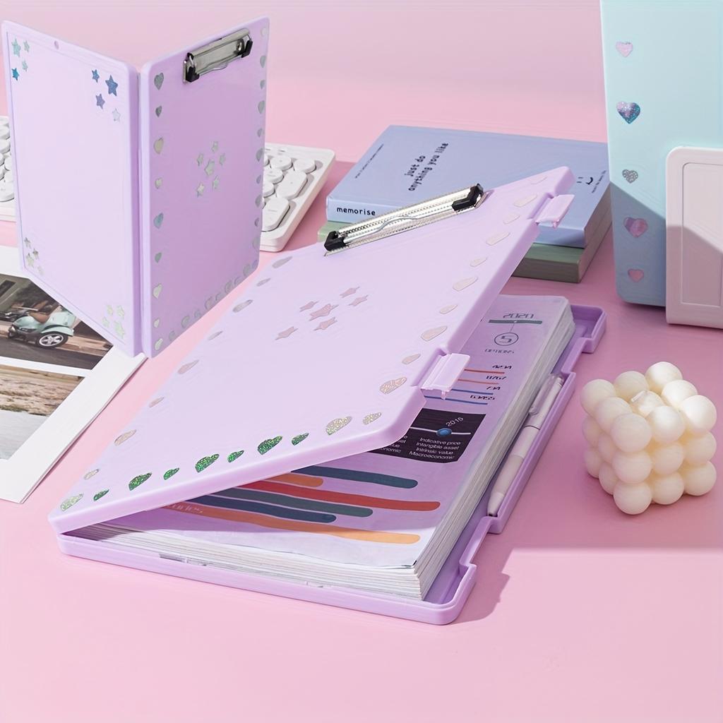A4 File Folder Organizer Box - Durable PP Material, Large Capacity for Student Exams, Writing Pads, Test Papers,stickers