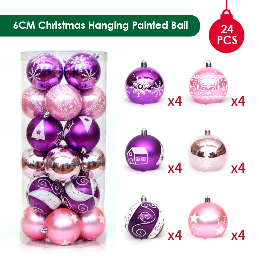 Christmas Hanging Ball Painted Ball 6cm 24PCS for Xmas Ornaments Christmas Tree Decoration Deco
