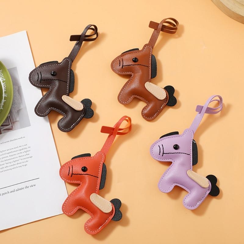 Horse Design PU Leather Key Ring Decoration Finish MultiFunctional Pendant Keychain Ornament for Keys or Zipper Pulls