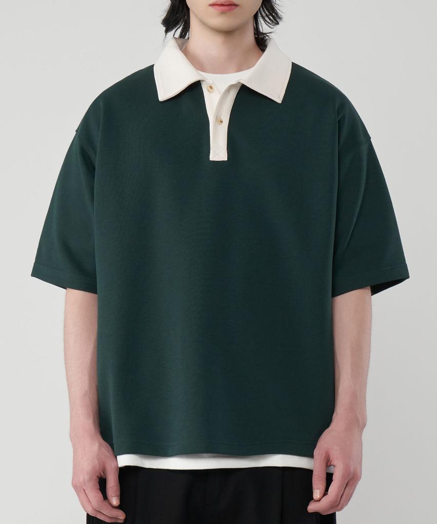 UNTAPPED STUDIO [2Pack] City Boy Oversized Rugby Collar Short Sleeve T-Shirt 3 Colors
