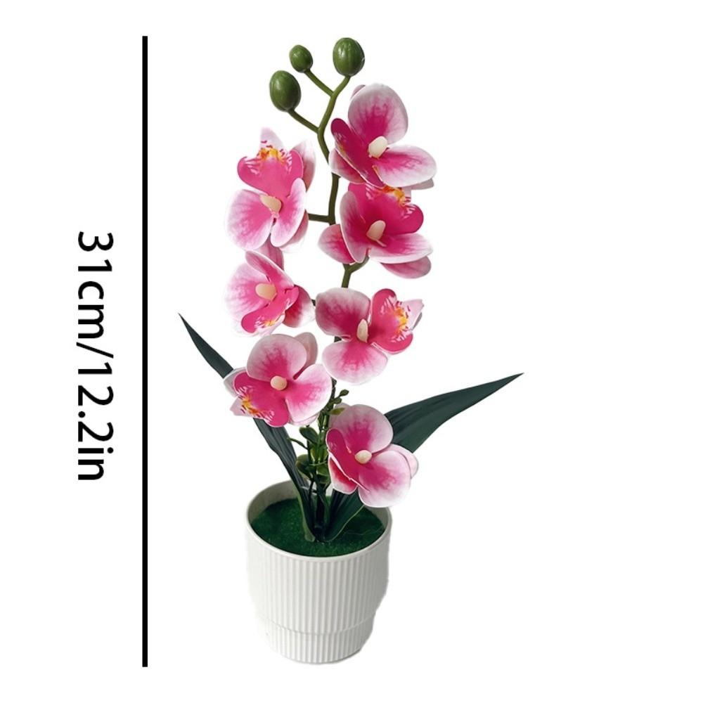 7 Heads Simulated Flower Butterfly Orchid Potted Pink Artificial Faux Plants  Living Room Ornaments