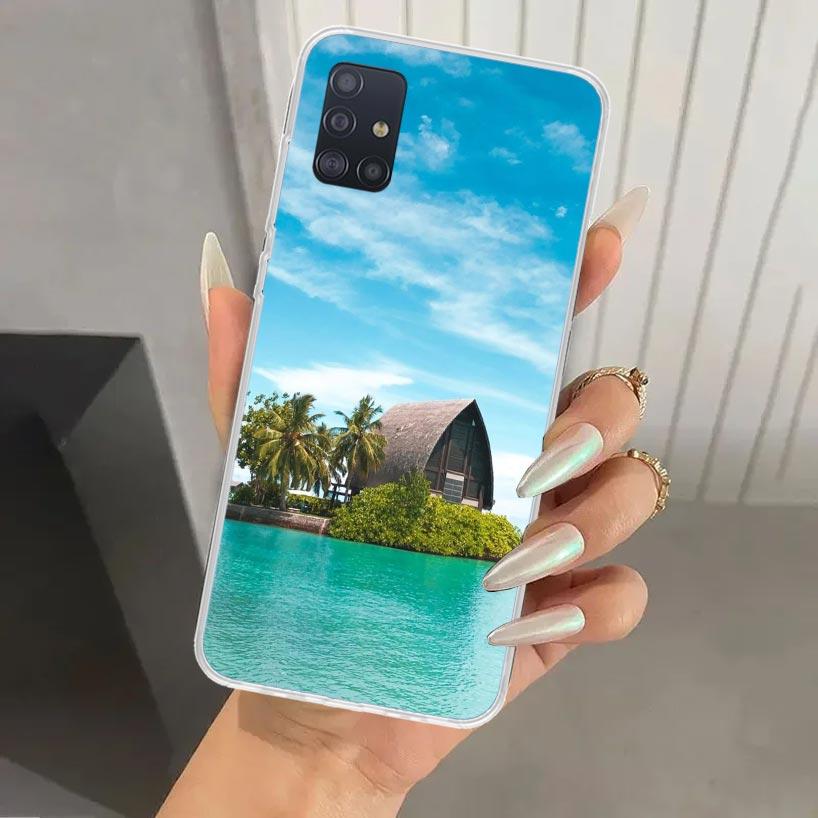 Summer Beach Sunset Sea Palm Tree Phone Case for Samsung Galaxy A52 A32 A22 A12 A02S A50S A30S A10S Note 20 Ultra 10 Plus S10 A3