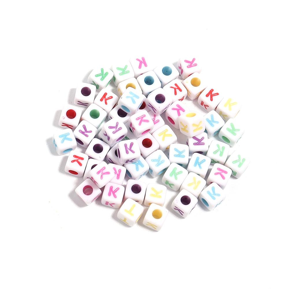 100pcs/lot  A-Z Acrylic Letter Bead Square Loose Spacer Alphabet Beads for DIY Bracelet Necklace Jewelry Making Supplies