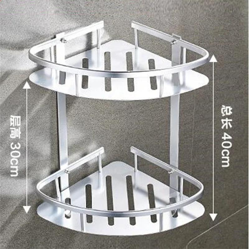 Rafturi de baie Raft de colt de dus Raft de depozitare montat pe perete Raft din aluminiu (2 Straturi )