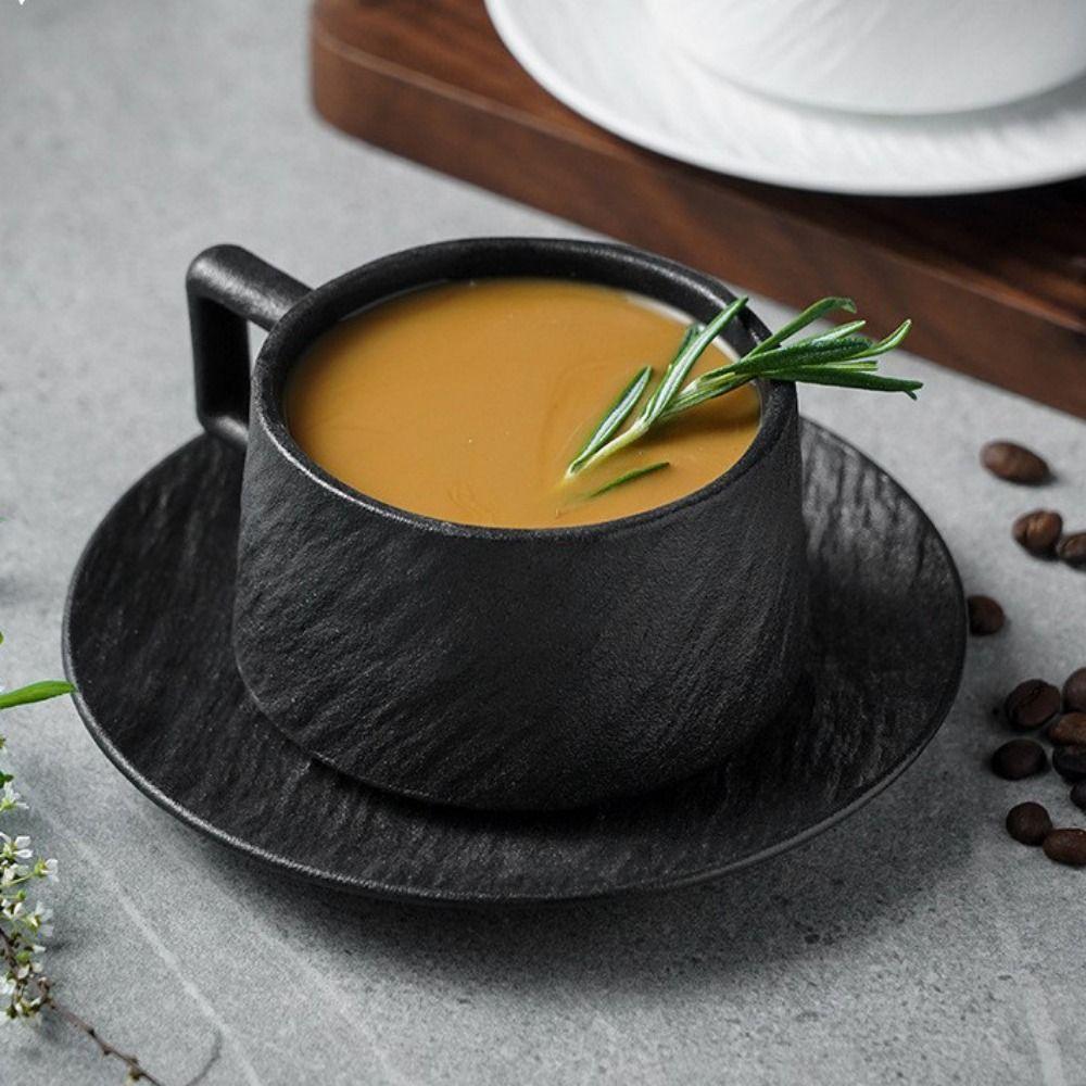 Hitzebeständiges Tassen- und Teller-Set Hohe Schönheit Frühstückstasse Felsensand Keramik Kaffeetasse Gewerblich