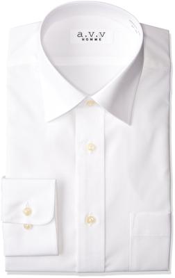 A.v.v HOMME Wrinkle-Resistant Wide Collar Dress Shirt, Long Sleeve, White, GDD550, Men's, Size 100, Japan, Size 4188 (equivalent To Japanese Size L)