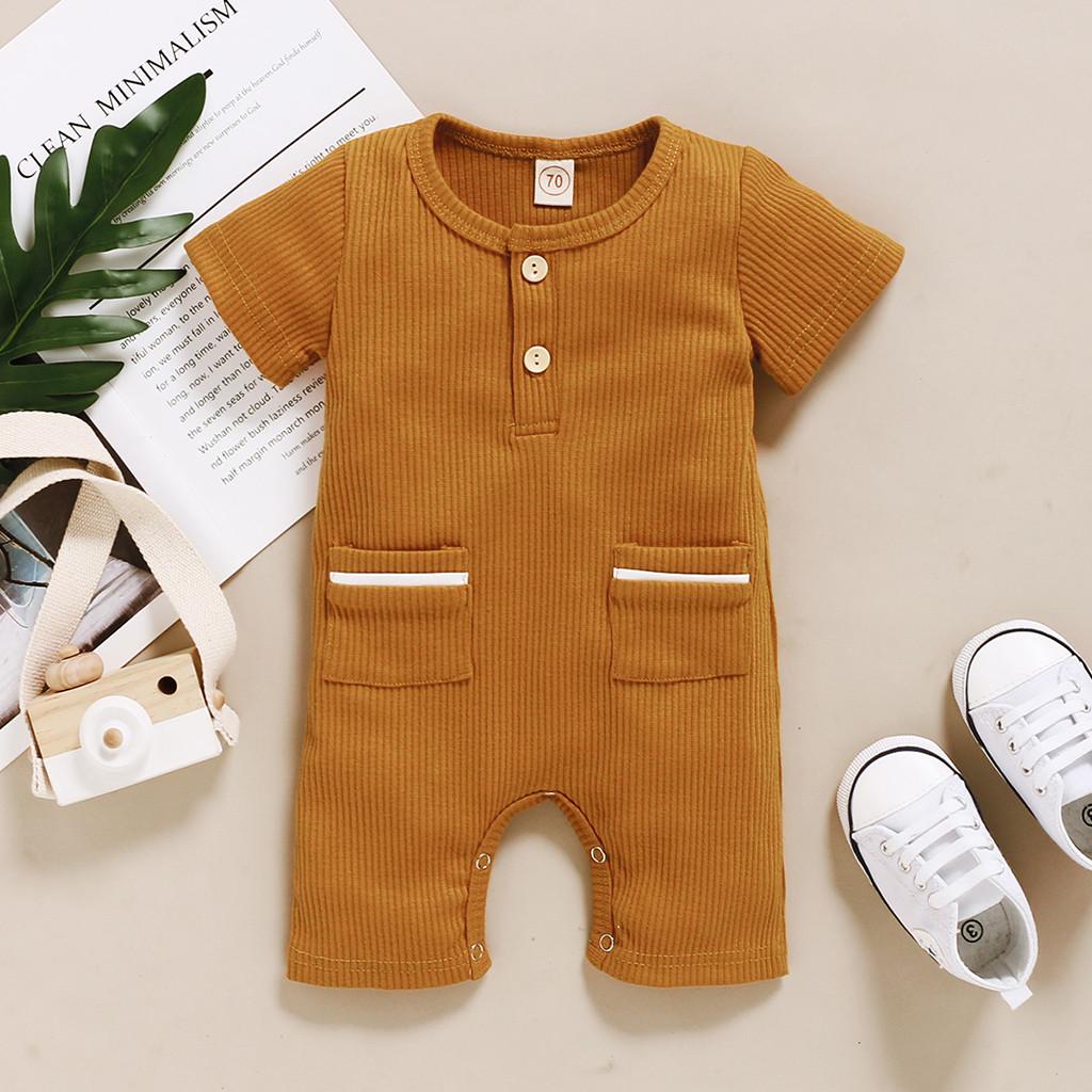 

Summer Toddler Baby Boys Girls Short Sleeve Solid Romper Jumpsuit
