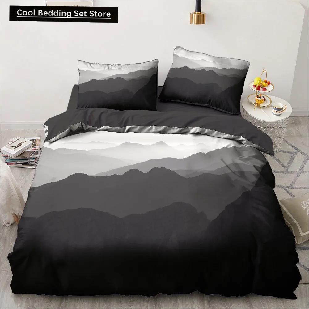 Moon Night Scene King Queen Duvet Cover Red Dark Sky Sunset Clouds Bedding Set Teens Adults Forest 2/3Pcs Polyester Quilt Cover