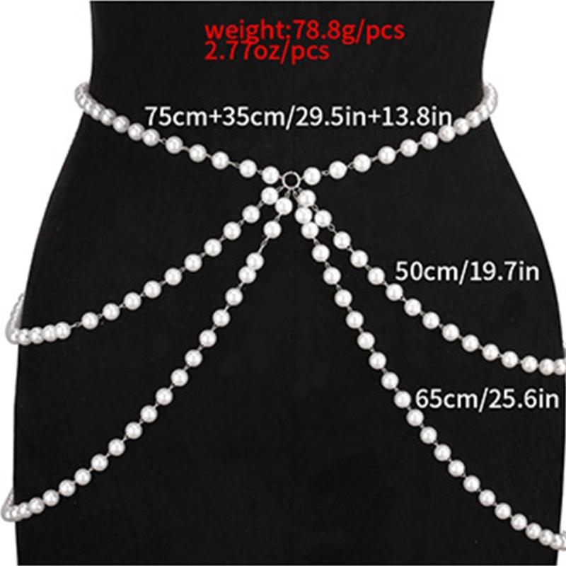 Mehrschichtige Kunstperlen Bauchkette Accessoire Damenschmuck Trendige Körperkette Ideal für Hochzeiten und den täglichen Gebrauch