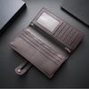 Men’s Long Wallet Vintage PU Leather Clutch Wallet Large Capacity Card Holder Zipper Coin Pocket Bifold Wallet with ID Window
