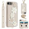 SY-001 For iPhone 16e Case Card Slots Leather Coated TPU Flower Phone Cover