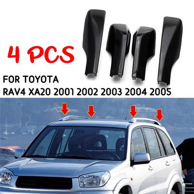 Osłony relingów dachowych do samochodu Toyota Rav4 2001-2005. (4 szt.), Czarny ABS
