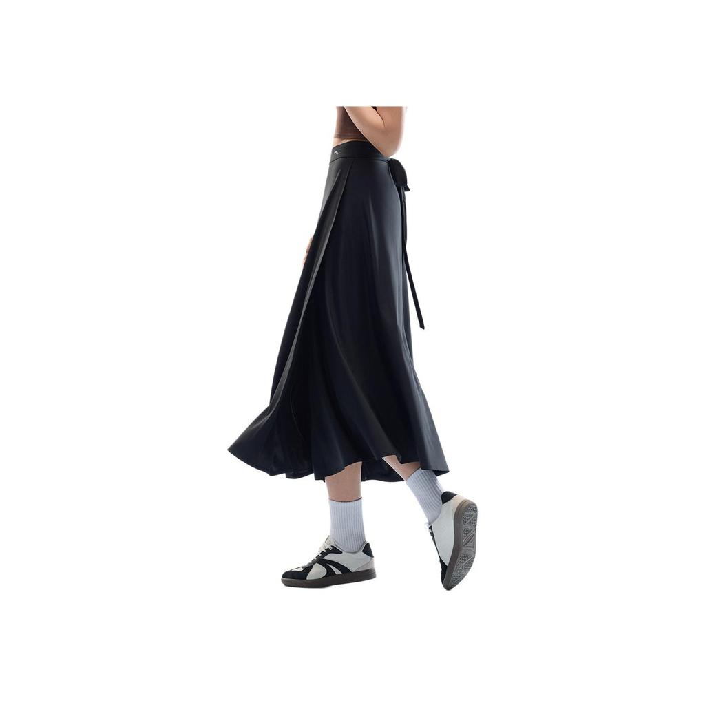 Anta Comfortable Simple Solid Color Mid Waist Casual Long Skirt Women skirts Black 962527203-2