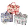 Fashion Cherry Makeup Bag Large Capacity Plaid Makeup Storage Bag Girly Heart Portable Toiletry Bag Girls