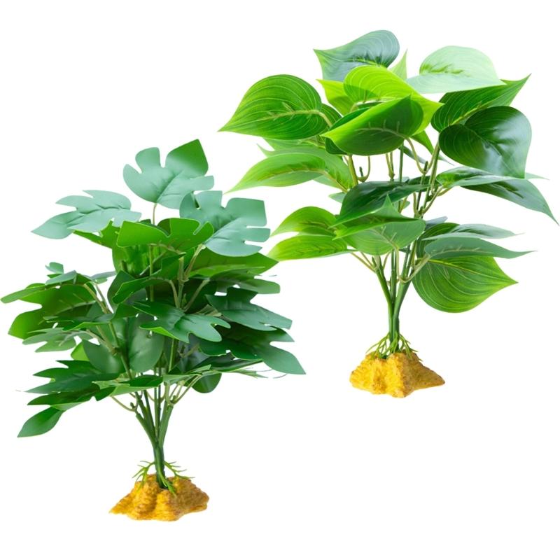 Plant Realistic Leaves Terrariums Hanging Plant Decorations Flexible Reptiles for Reptiles and Amphibians