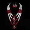 Geometric Multi-layer Imitation Pearl Crystal Neck Chain Stud Earrings Party Imitation Pearl Diamond Necklace Jewelry Set