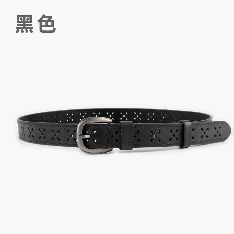 Hollow Embossed Cowhide Women'S Genuine Leather Women'S Belt Pin Buckle Women'S Retro With Casual Pants Jeans