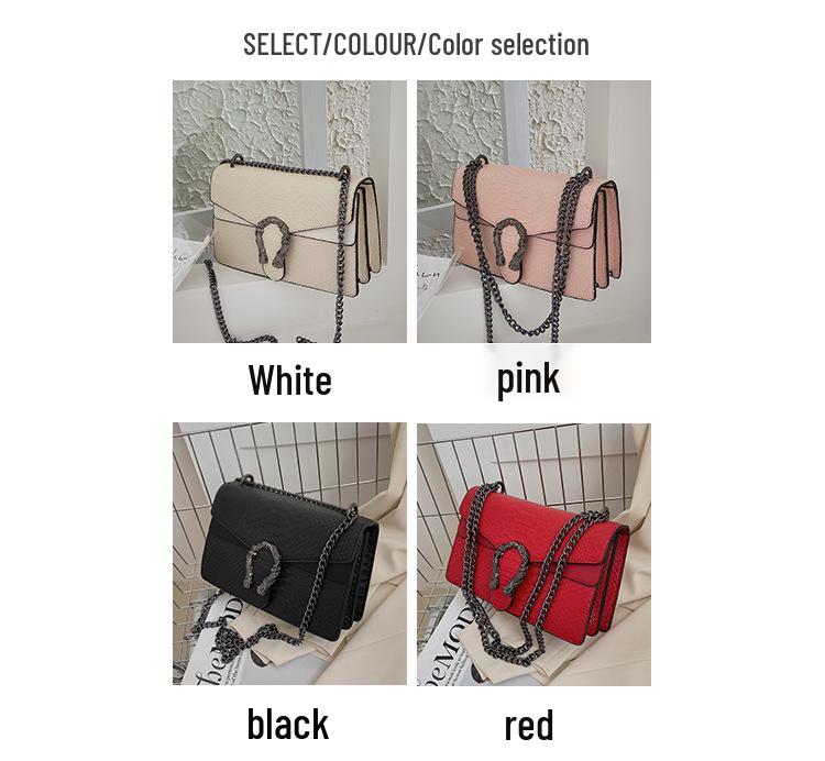 Snake Print Crossbody Chain Bag - 2024 Small European & American Style Single-Shoulder Bag for Women