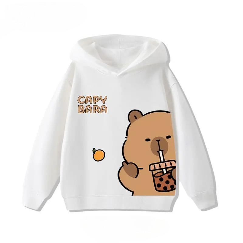 

Autumn Winter Cartoon Cute Capybara Print Children s Hooded Hoodies Casual Fashionable Comfortable Boy Girl Sweatshirt Pullover 110