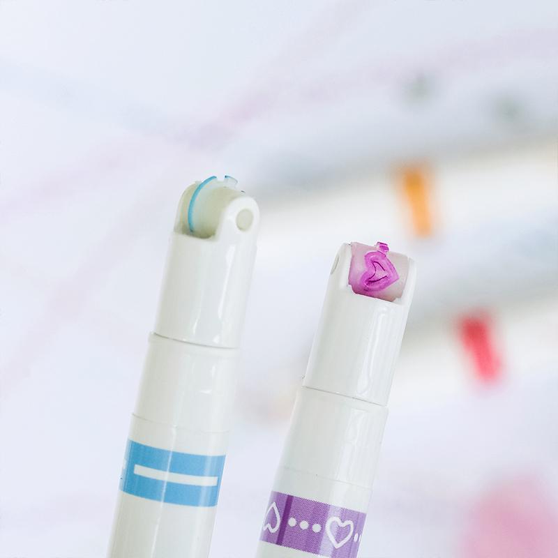 6pcs Line Shaped Highlighter Pen Multi Color Roller Tip Curve Liner Marker Highlighter Novelty Stationery School