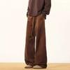 Splicing scimitar twill pants men's spring retro wide-leg pants trousers loose straight casual