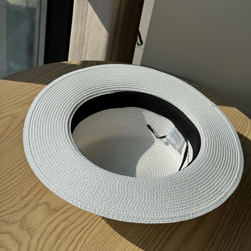 New Straw Woven Flat Top Top Hat Bow Straw Hat Summer Outing Seaside Sunshade and Sun Protection