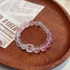 Natürliches rosa Kristallarmband für Damen, Zuckerwürfel Aquamarin Weißkristall Armband, stilvolles Design, ein modisches Geschenk für eine Freundin