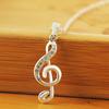 Sterling Crystal Elegant Musical Note Pendant Necklace for Women Luxury Fashion Accessories Wedding Jewelry Gifts
