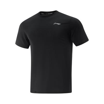 Li Ning Running Series Sports Casual Simple Solid Color Crew Neck Pullover Short Sleeve T-Shirt Men Tops Black ATSV369-1