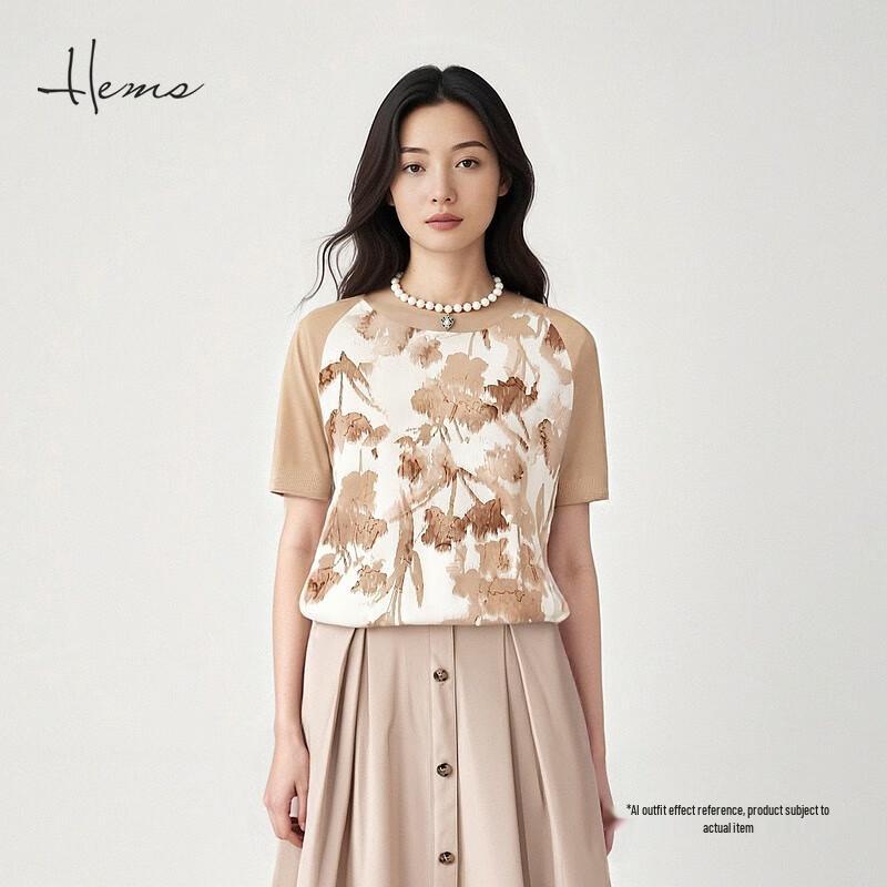 Haermans Women's Elegant Round Neck Short Sleeve Knit Top