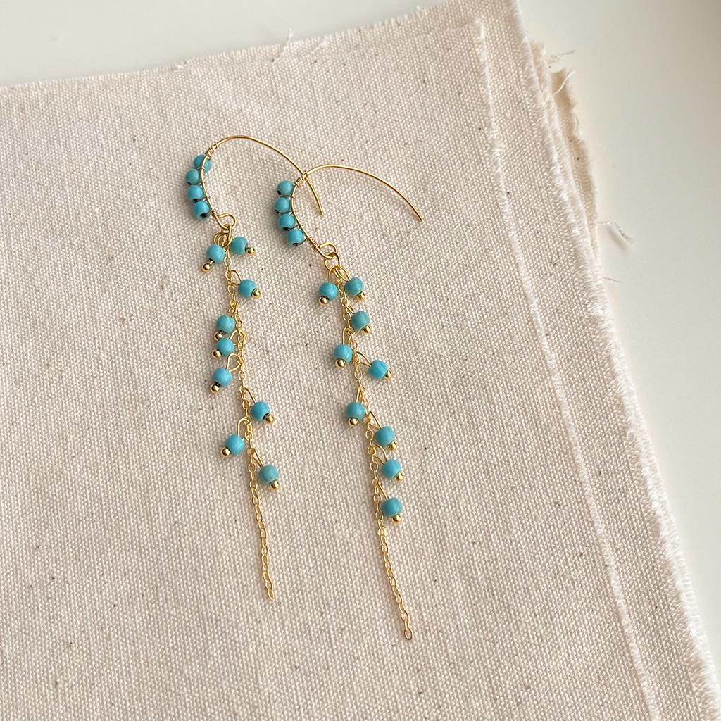 Retro Handmade Synthetic Turquoise Earrings & Bracelet Set for Women