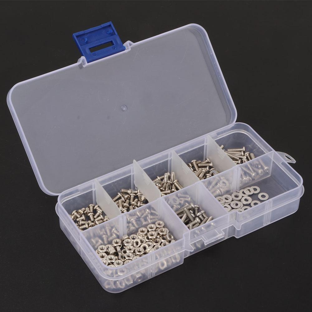 360pcs M2.5 Cross Stainless Steel Screw Bolt Nut Washer Assortment Set