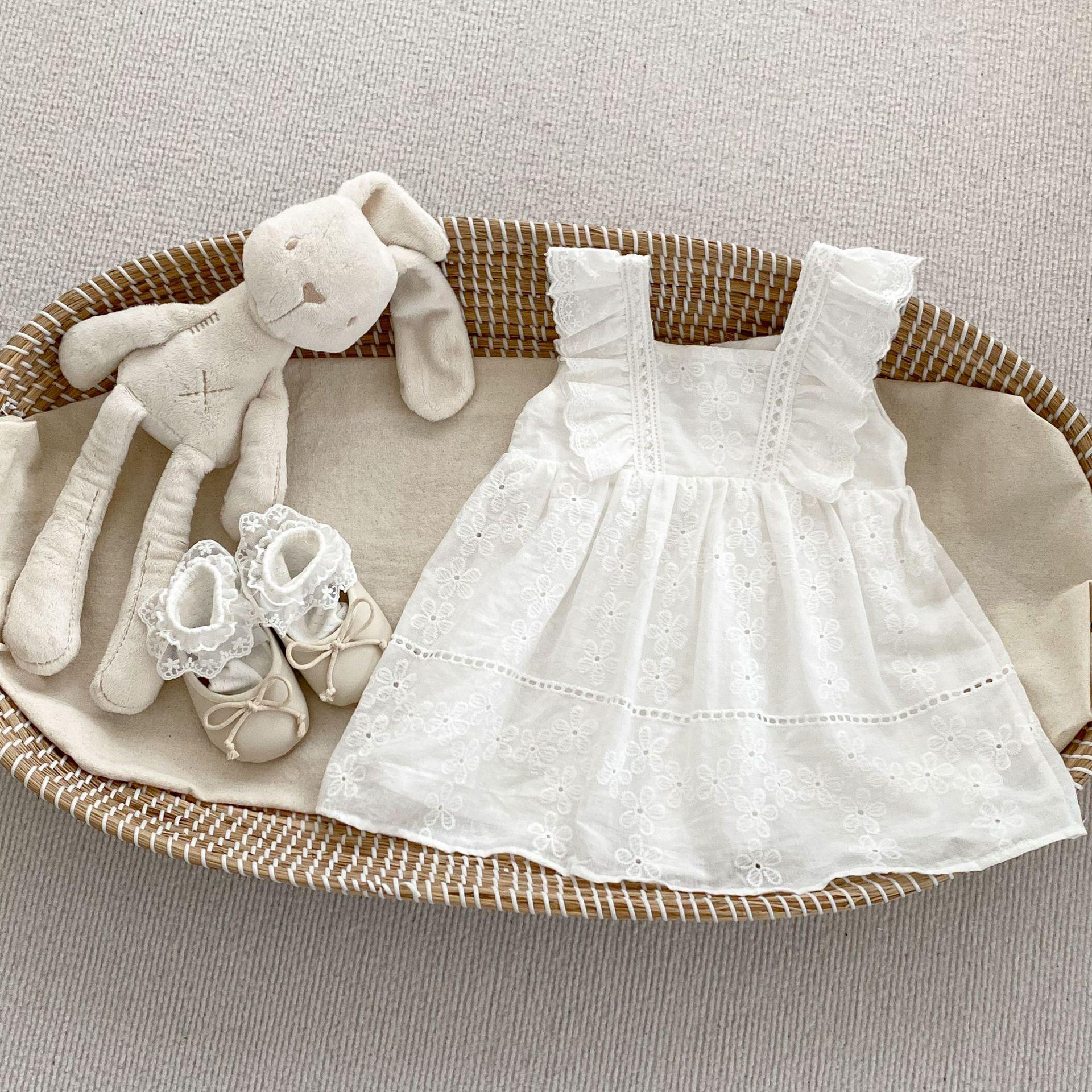 Baby Girls Summer Lightweight Solid Jacquard Cap Sleeve One-Piece Romper for Twins 80