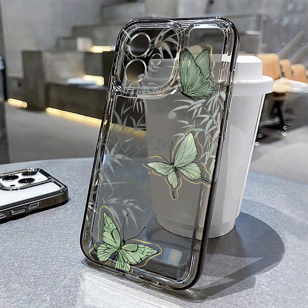 Gold Butterfly Phone Case For iPhone 17 16 15 11 13 12 14 Pro Max 16e Air 7 8 Plus XR SE 2022 2020 Soft TPU Transparent Cover