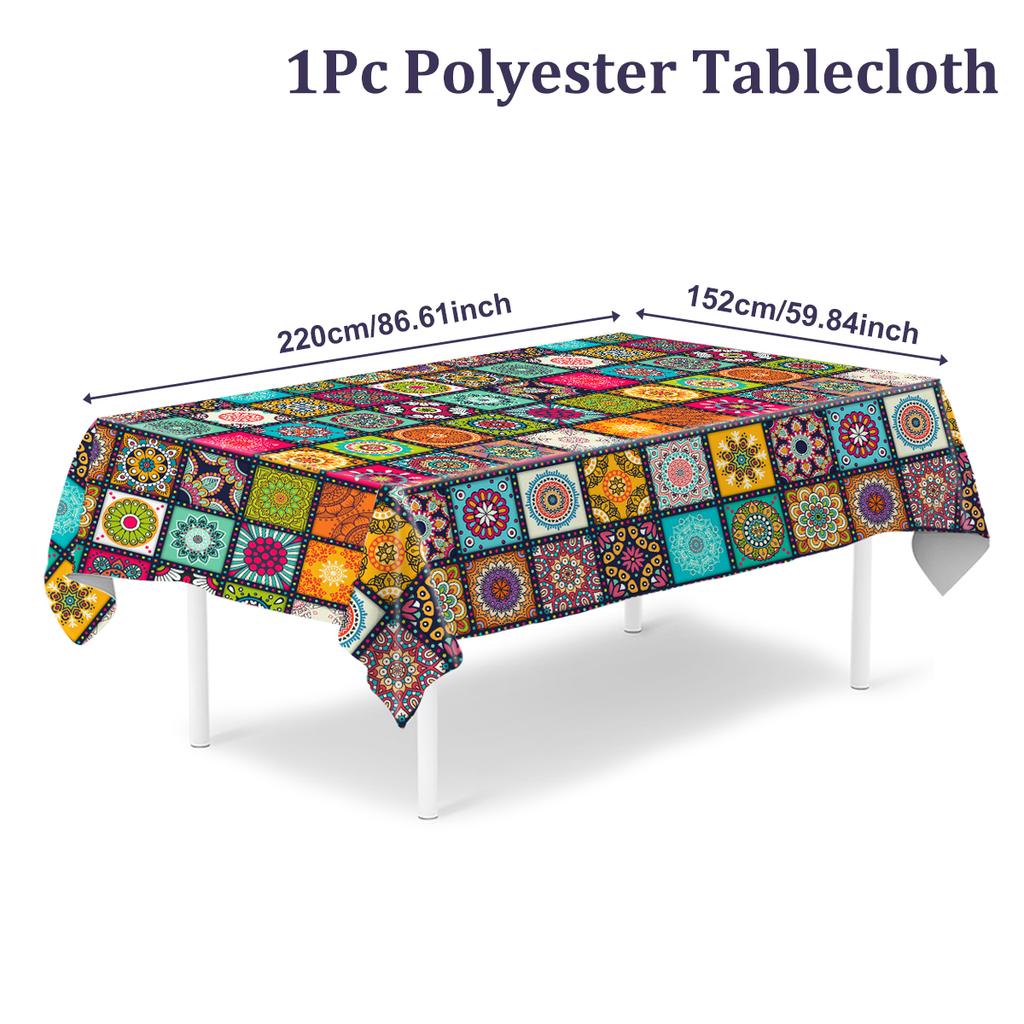 Mandala Bohemia Style Tablecloth Boho Birthday Party Decoration Kitchen Dining Table Colorful Table Cover Baby Shower Supplies