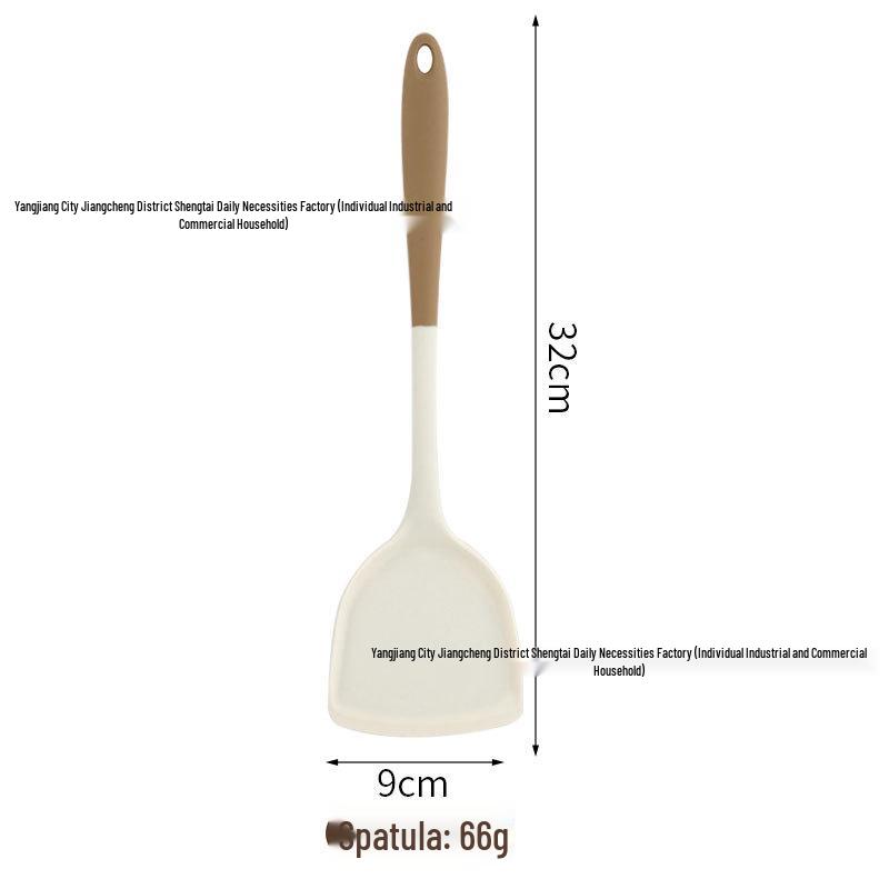 Pink-Handled Silicone Kitchen Tool Set: Spatula, Stir-Fry Spatula, Soup Ladle, Rice Spoon, Skimmer - High Temperature Resistant.