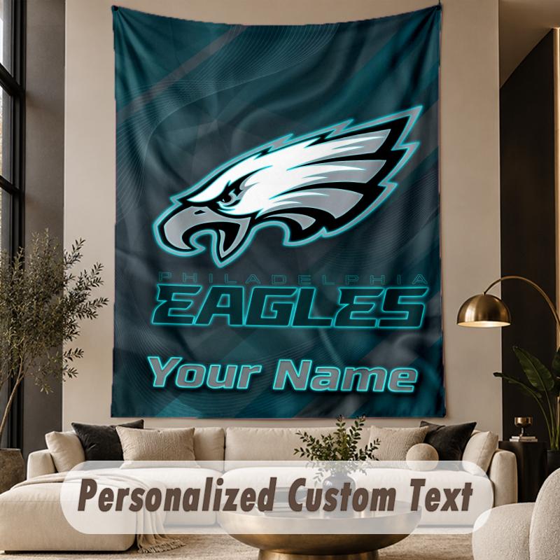 Benutzerdefinierte Text Tapisserie Philadelphia Eagles Druck Wandteppich Innen Wohnzimmer Wanddekoration