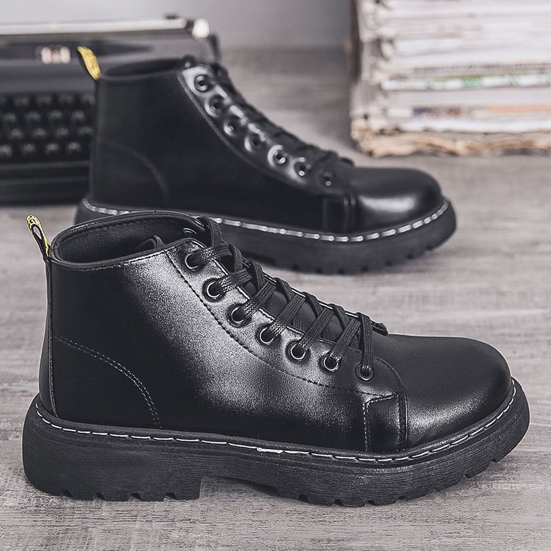 Martin Boots Men's Autumn Breathable Mid-help British Style Boots Men's Trendy Short Boots Versatile High-top Tooling Leather Shoes Men's Boots