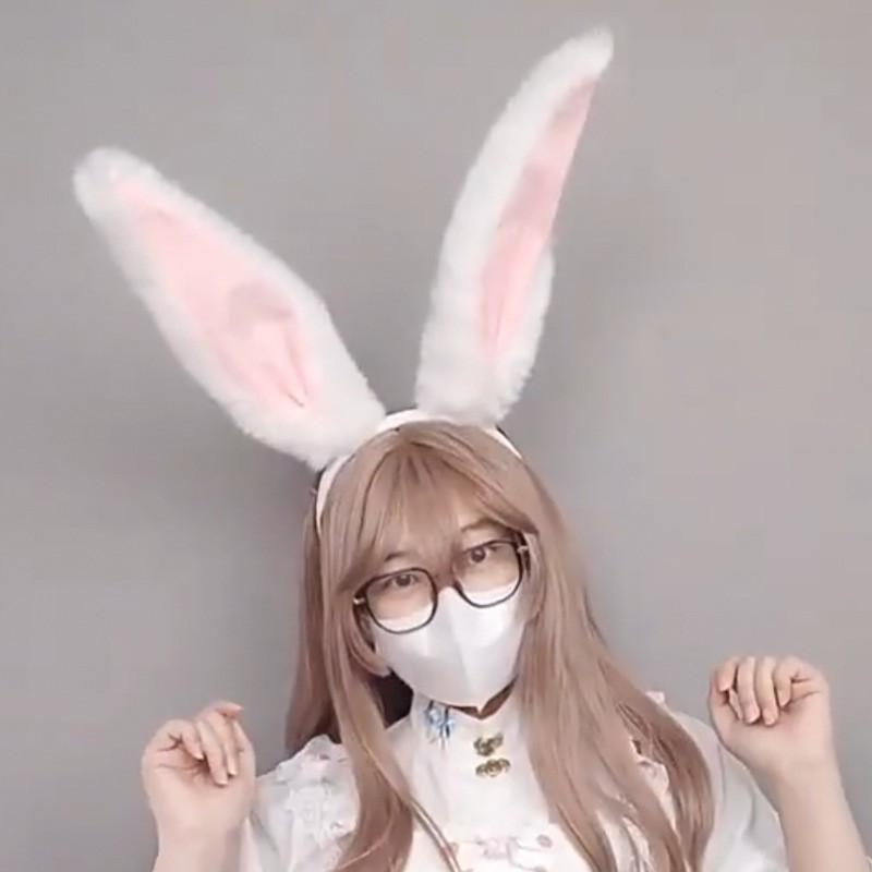 Handmade Rabbit Ear Headband Girls Cosplay Lolita Kawaii Hair Accessory Easter Costume Party