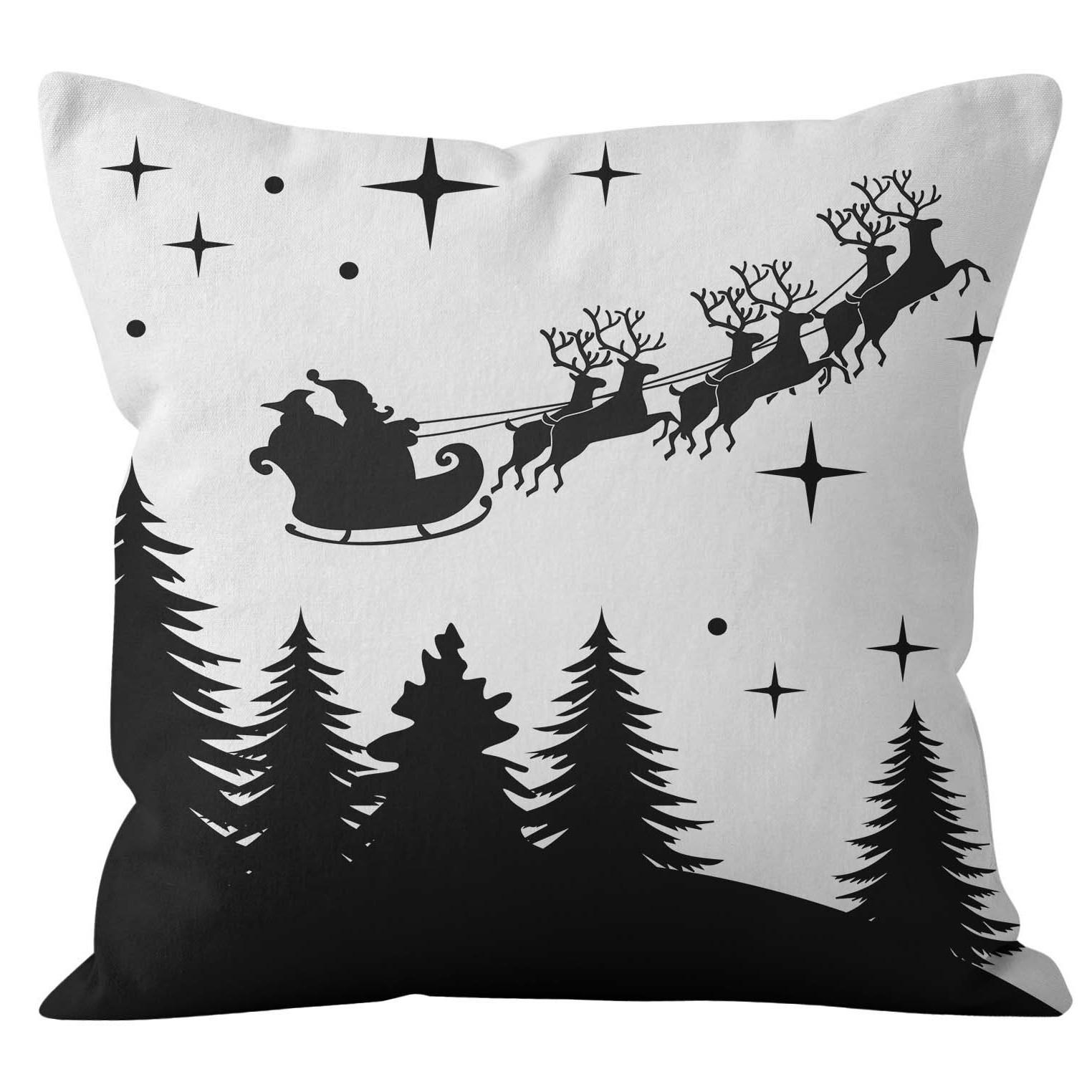 

Christmas Print Pillow Pillow Case Living Room Decoration Home Santa Claus Hugs New Sofa Christmas Pillow 45 * 45Cm [without core]