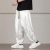 Mens Chinese Dragon Jacquard Drawstring Waist Loose Harem Pants