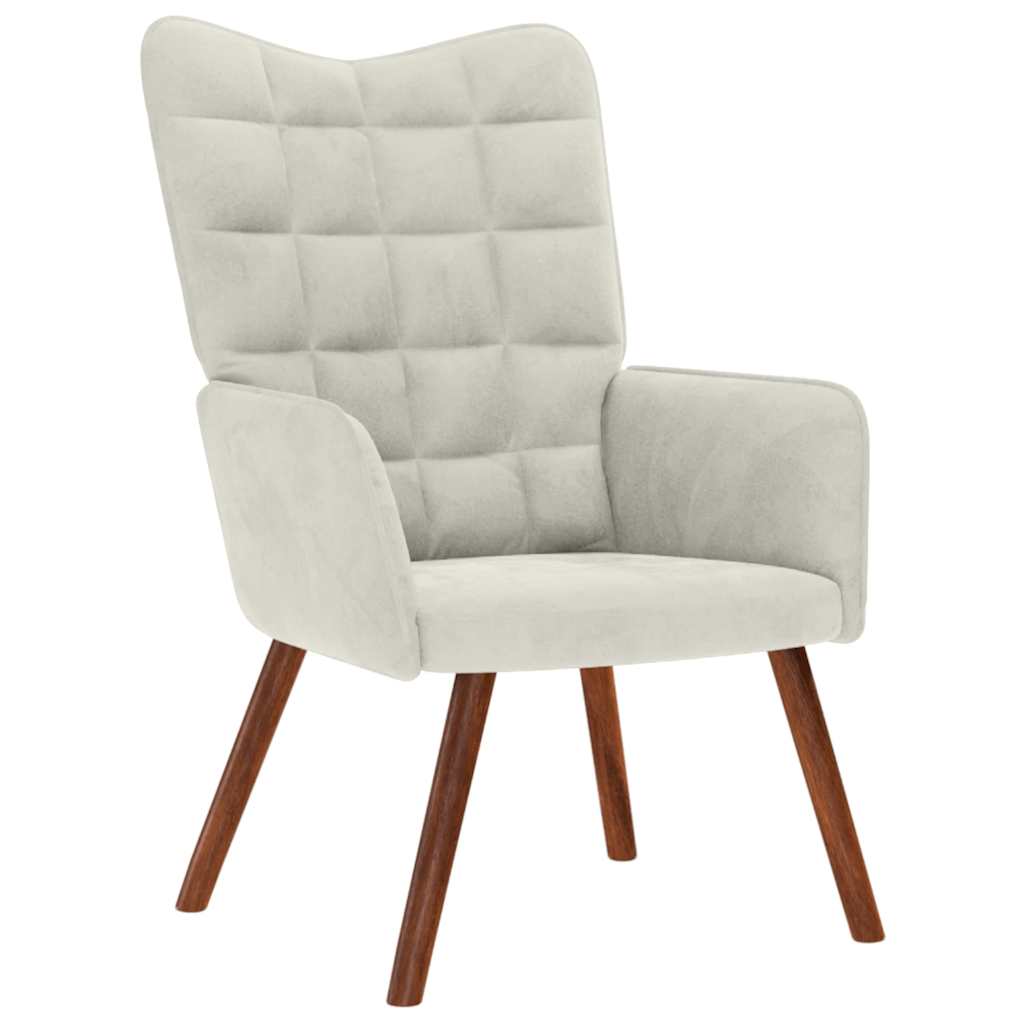 Cream Velvet Relaxation Armchair with Footstool