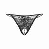 Lace Mesh Open Crotch Panties for Women Adjustable Waistband Floral Pattern Design Breathable Fabric Intimate Underwear