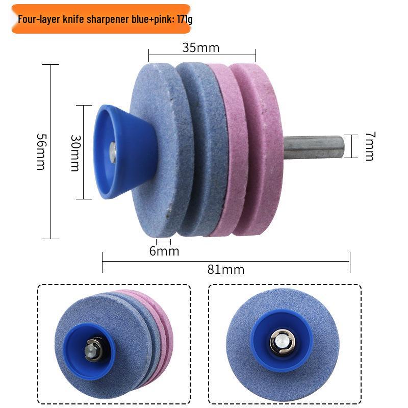 New Dual-Layer Lawn Mower Sharpener with Four-Layer Grinding Wheel and Wear-Resistant Grinding Head