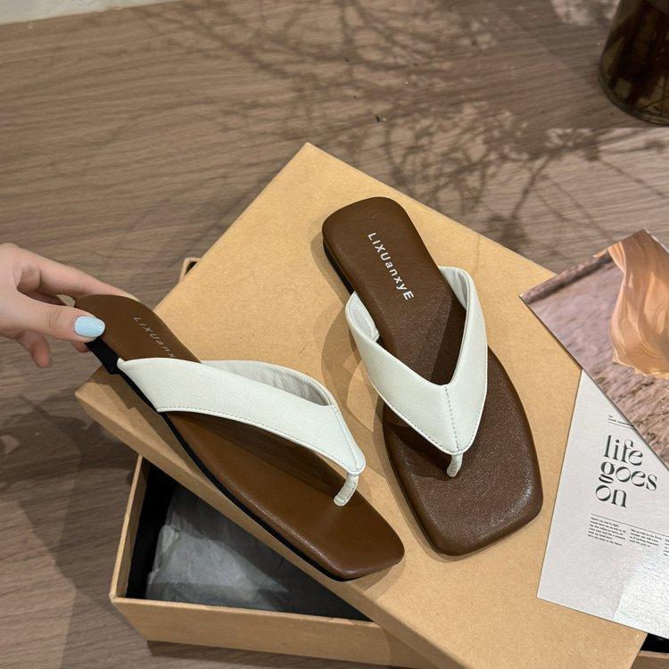 Flip-flops Women's Summer Outer Wear 2025 New with Skirt Versatile Foot-pinching Slippers High-end Soft Flat-bottomed Beach Sandals