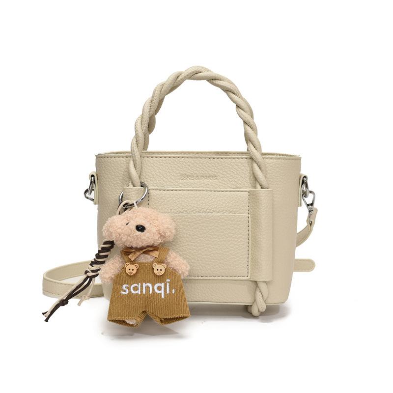 Fashion New Product Niche Design Sense Casual Simple Portable Bucket Bag Personality Versatile Lychee Pattern Messenger Women's Bag