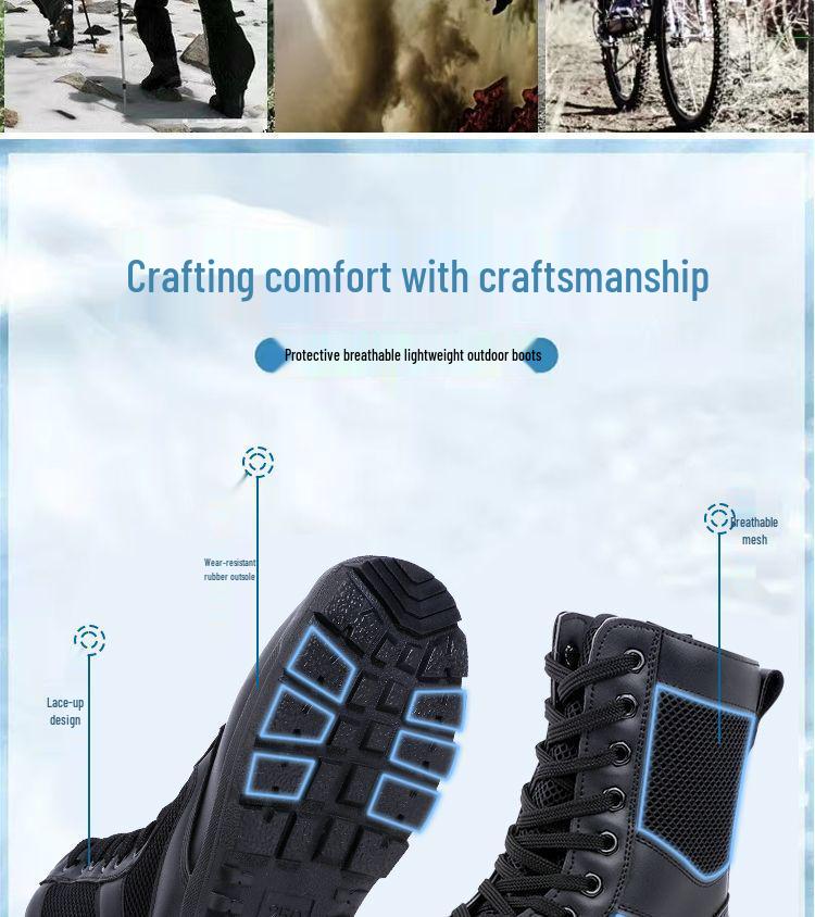 Men's Genuine Leather Mesh Breathable High-Top Hiking & Work Boots