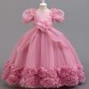 Girls' Princess Dress - European & American Floral Birthday Gown, High-End Host and Piano Performance Costume
