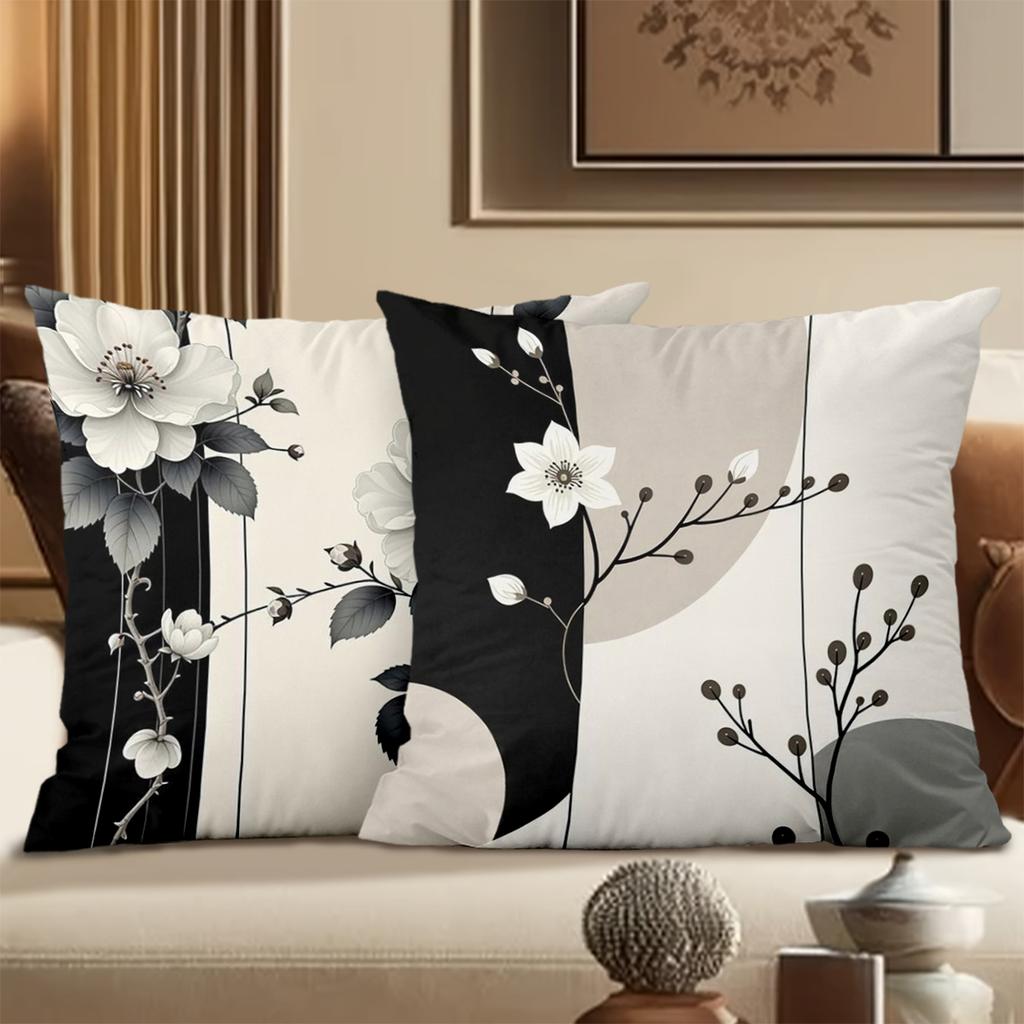 Black White Flower Pattern Decorative Cushion Pillow Set Polyester pillowcase, sofa decorative cushion cov Headboard Pillow