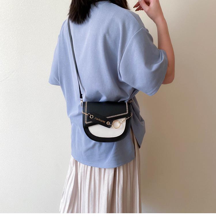 SCIONE Net Celebrity Ins Hit Color Texture Bag Women 2020 All-match Single Shoulder Crossbody Saddle Bag